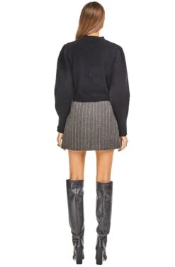 Wilshire Skirt -Chic Ladies Wear Shop ACS8095 CHARCOAL BROWN STRIPE 03