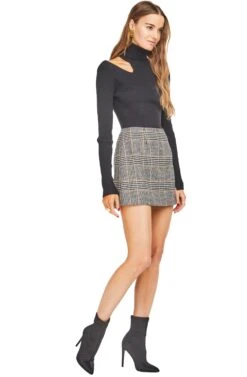 Raye Mini Skirt -Chic Ladies Wear Shop ACS9001 BLACK MUSTARD PLAID 02