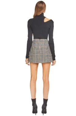 Raye Mini Skirt -Chic Ladies Wear Shop ACS9001 BLACK MUSTARD PLAID 03