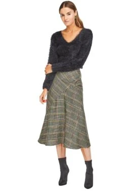 Marsha Skirt -Chic Ladies Wear Shop ACS9005 SAGE MULTI PLAID 01