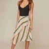Dallas Striped Asymmetrical Midi Skirt -Chic Ladies Wear Shop ACS9021 TAUPE TANGERINE STRIPE 1A