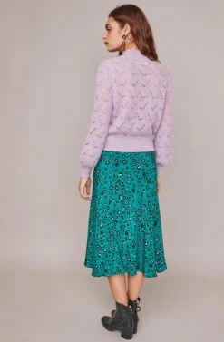 Pamela Leopard Midi Skirt -Chic Ladies Wear Shop ACS9022B GREEN LILAC LEOPARD 6A