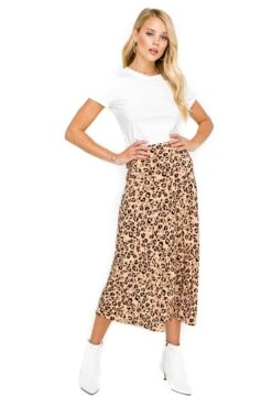 Midi A-Line Skirt -Chic Ladies Wear Shop ACS9022 LEOPARD PRINT 01