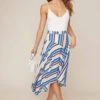 Corrine Striped Asymmetrical Skirt