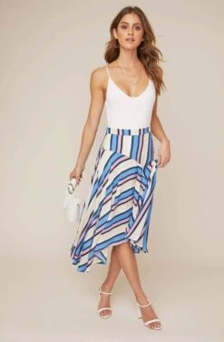 Corrine Striped Asymmetrical Skirt