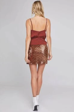 Tai Sequin Skirt -Chic Ladies Wear Shop ACS9037 RUST GOLD SEQUINS 3A