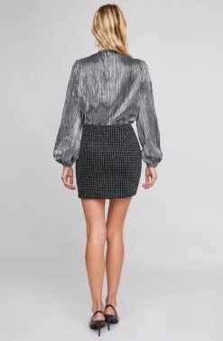 Countdown Mini Skirt -Chic Ladies Wear Shop ACS9038 SILVER HOUNDSTOOTH 3