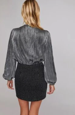 Countdown Mini Skirt -Chic Ladies Wear Shop ACS9038 SILVER HOUNDSTOOTH 4