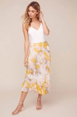 Nava Tie Dye Midi Skirt -Chic Ladies Wear Shop ACS9045C LEMON PINK TIE DYE 6