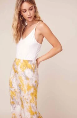 Nava Tie Dye Midi Skirt -Chic Ladies Wear Shop ACS9045C LEMON PINK TIE DYE 7