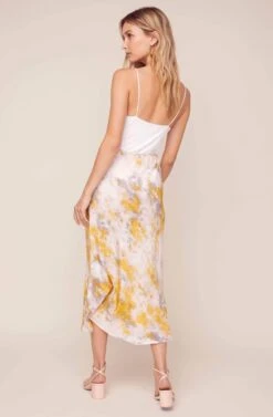 Nava Tie Dye Midi Skirt -Chic Ladies Wear Shop ACS9045C LEMON PINK TIE DYE 9