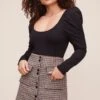 Kira Plaid Skirt -Chic Ladies Wear Shop ACS9054 HAZELNUT PLAID 2