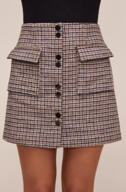 Kira Plaid Skirt -Chic Ladies Wear Shop ACS9054 HAZELNUT PLAID 3