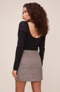 Kira Plaid Skirt -Chic Ladies Wear Shop ACS9054 HAZELNUT PLAID 5