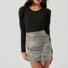 Layla Metallic Ruffle Mini Skirt -Chic Ladies Wear Shop ACS9058 CHAMPAGNE 1700