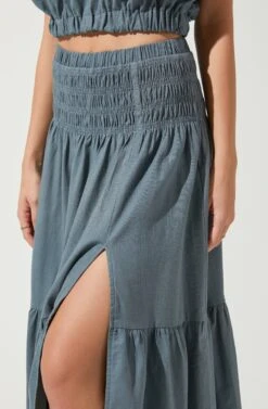 Perfect Oasis Tiered Midi Skirt -Chic Ladies Wear Shop ACS9062 BLUETEAL 2