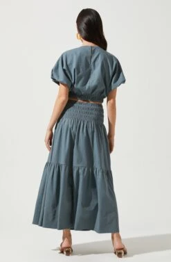 Perfect Oasis Tiered Midi Skirt -Chic Ladies Wear Shop ACS9062 BLUETEAL 4