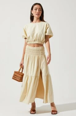 Perfect Oasis Tiered Midi Skirt -Chic Ladies Wear Shop ACS9062 VANILLA 1