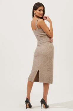 Belmont Knit Midi Skirt -Chic Ladies Wear Shop ACS9063 TAUPEGREYMARL 2