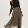 Animal Instinct Pleated Midi Skirt -Chic Ladies Wear Shop ACS9070 BLACKTAUPEANIMAL 1