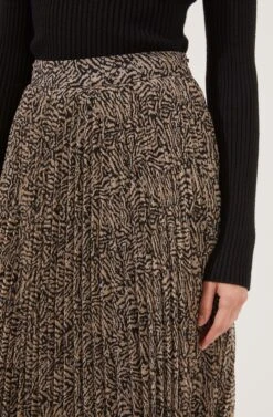 Animal Instinct Pleated Midi Skirt 10 Animal Instinct Pleated Midi Skirt -Chic Ladies Wear Shop ACS9070 BLACKTAUPEANIMAL 3