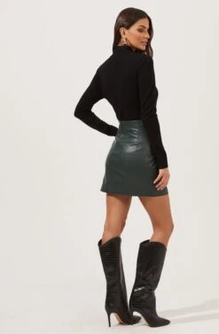 Meika Faux Leather Mini Skirt -Chic Ladies Wear Shop ACS9072 GREEN 4