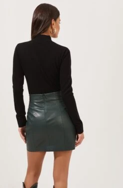 Meika Faux Leather Mini Skirt -Chic Ladies Wear Shop ACS9072 GREEN 6