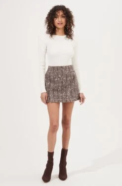 Christa Plaid Mini Skirt -Chic Ladies Wear Shop ACS9073C BROWNMULTI 1