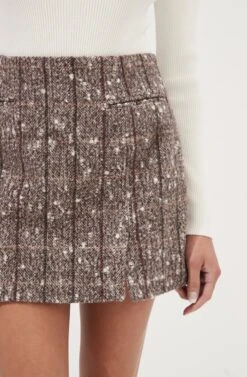 Christa Plaid Mini Skirt -Chic Ladies Wear Shop ACS9073C BROWNMULTI 4