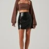 Audrey Faux Leather Mini Skirt -Chic Ladies Wear Shop ACS9074 BLACK 1