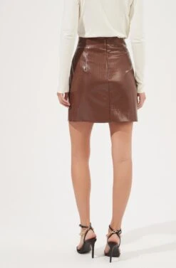 Audrey Faux Leather Mini Skirt -Chic Ladies Wear Shop ACS9074 BROWN 5