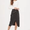 Kari Faux Leather Twist Front Midi Skirt -Chic Ladies Wear Shop ACS9076 BLACK 1