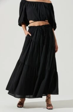 Balboa Tiered Maxi Skirt -Chic Ladies Wear Shop ACS9080 BLACK 2