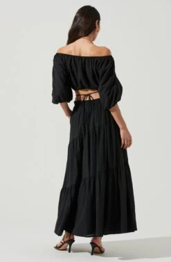 Balboa Tiered Maxi Skirt -Chic Ladies Wear Shop ACS9080 BLACK 3