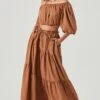 Balboa Tiered Midi Skirt -Chic Ladies Wear Shop ACS9080 BROWN 1