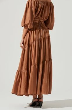 Balboa Tiered Maxi Skirt -Chic Ladies Wear Shop ACS9080 BROWN 4 1abd1f80 b6f6 48d1 ad33 ee8e8a184d0b