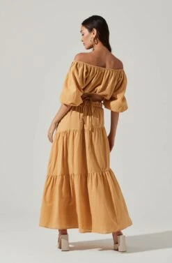 Balboa Tiered Maxi Skirt -Chic Ladies Wear Shop ACS9080 GOLDEN 4 f70e7876 c554 432f ac16 89e7cd86c74f