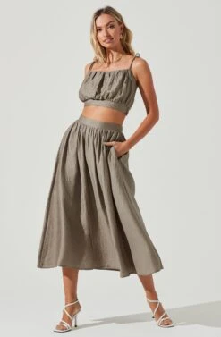 Terra Bella High Waist Midi Skirt -Chic Ladies Wear Shop ACS9085 MUSHROOM 1