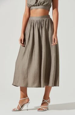 Terra Bella High Waist Midi Skirt -Chic Ladies Wear Shop ACS9085 MUSHROOM 2