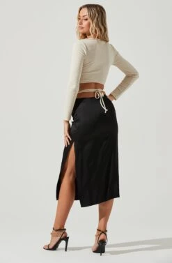 Perry Ruched Side Slit Midi Skirt 19 Perry Ruched Side Slit Midi Skirt -Chic Ladies Wear Shop ACS9086C BLACK 5