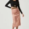 Perry Ruched Side Slit Midi Skirt -Chic Ladies Wear Shop ACS9086C BLUSH 1