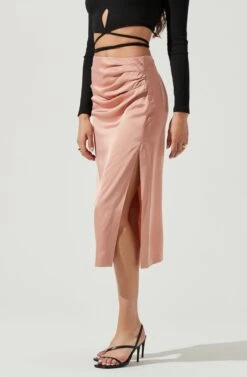 Perry Ruched Side Slit Midi Skirt 14 Perry Ruched Side Slit Midi Skirt -Chic Ladies Wear Shop ACS9086C BLUSH 2 2