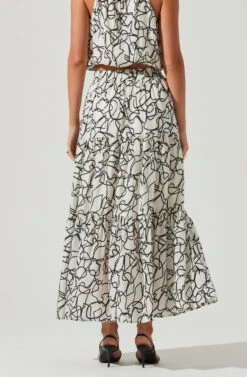 Cecile Abstract Print Midi Skirt -Chic Ladies Wear Shop ACS9090 WHITEBLACKPRINT 4