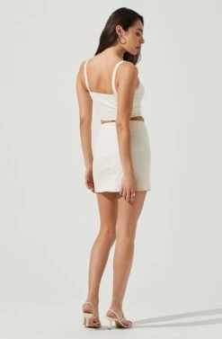 Monet Double Slit Mini Skirt -Chic Ladies Wear Shop ACS9093B CREAM 4 8b945ef0 8d69 4b4f bcc2 a8fe3e6fb1dd
