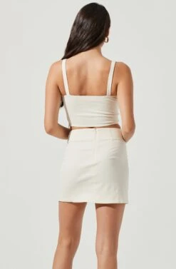 Monet Double Slit Mini Skirt -Chic Ladies Wear Shop ACS9093B CREAM 5 82eb7665 c32a 4a58 8c4b 55a861dac1e5