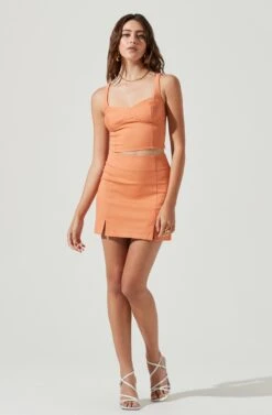 Monet Double Slit Mini Skirt -Chic Ladies Wear Shop ACS9093B PAPAYA 1 c729813e 3027 44a1 80cb 52465e0055cc