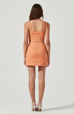 Monet Double Slit Mini Skirt -Chic Ladies Wear Shop ACS9093B PAPAYA 5 e7f38653 28c4 475a b84d 849b85354a14