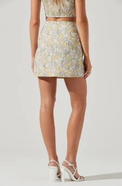 Covina Floral Side Slit Mini Skirt -Chic Ladies Wear Shop ACS9096B YELLOWMULTIFLORAL 1164