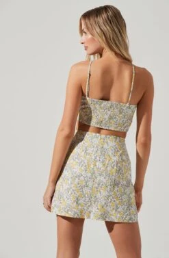 Covina Floral Side Slit Mini Skirt -Chic Ladies Wear Shop ACS9096B YELLOWMULTIFLORAL 1169