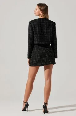 Covina Tweed Mini Skirt -Chic Ladies Wear Shop ACS9096T BLACKPLAID 6